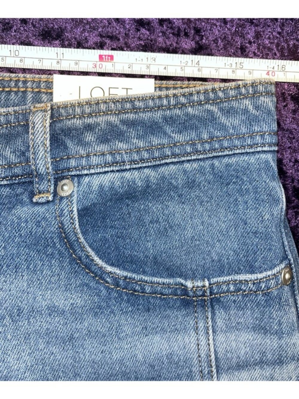 NEW LOFT Wide Leg High Rise Barrel Jeans Vtg Distressed 30-32" Waist Ann Taylor - Picture 3 of 12